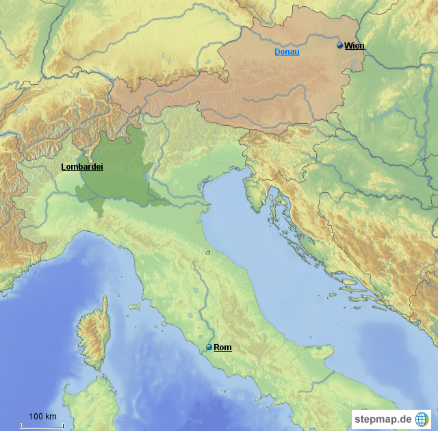 Landkarte Karte Österreich Italien - Straßenkarte Italien - Melawan Bintang