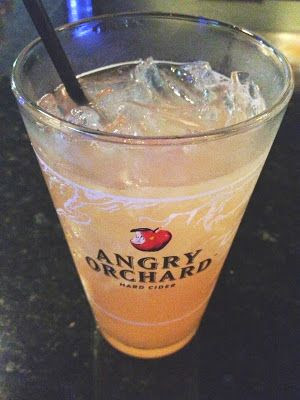 The Angry Cuban: rum, pineapple juice, splash of grenadine, top off with Angry Orchard crisp apple ale.