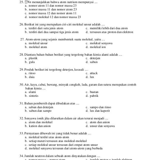 Soal kimia kelas 12 semester 1 dan kunci jawaban
