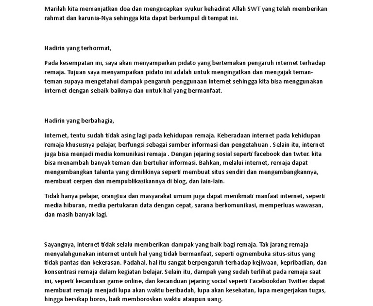 Pidato Tentang Internet