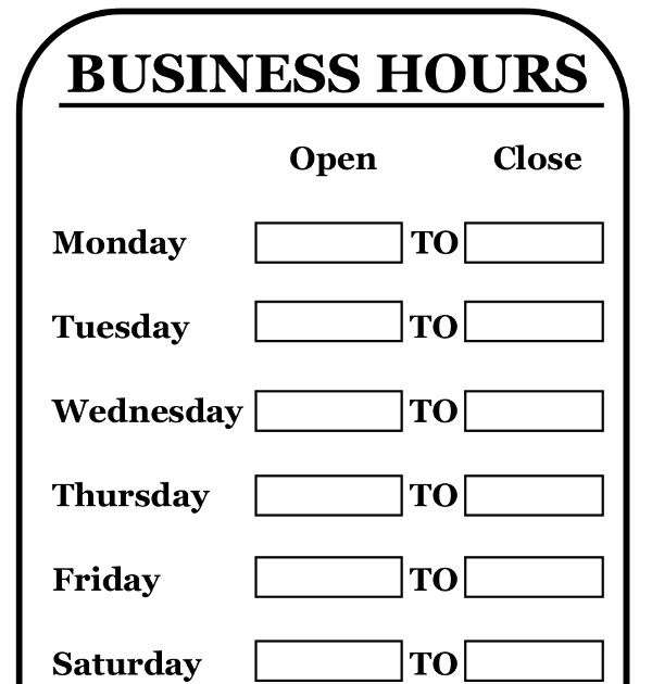 Hours Of Operation Template Microsoft Word