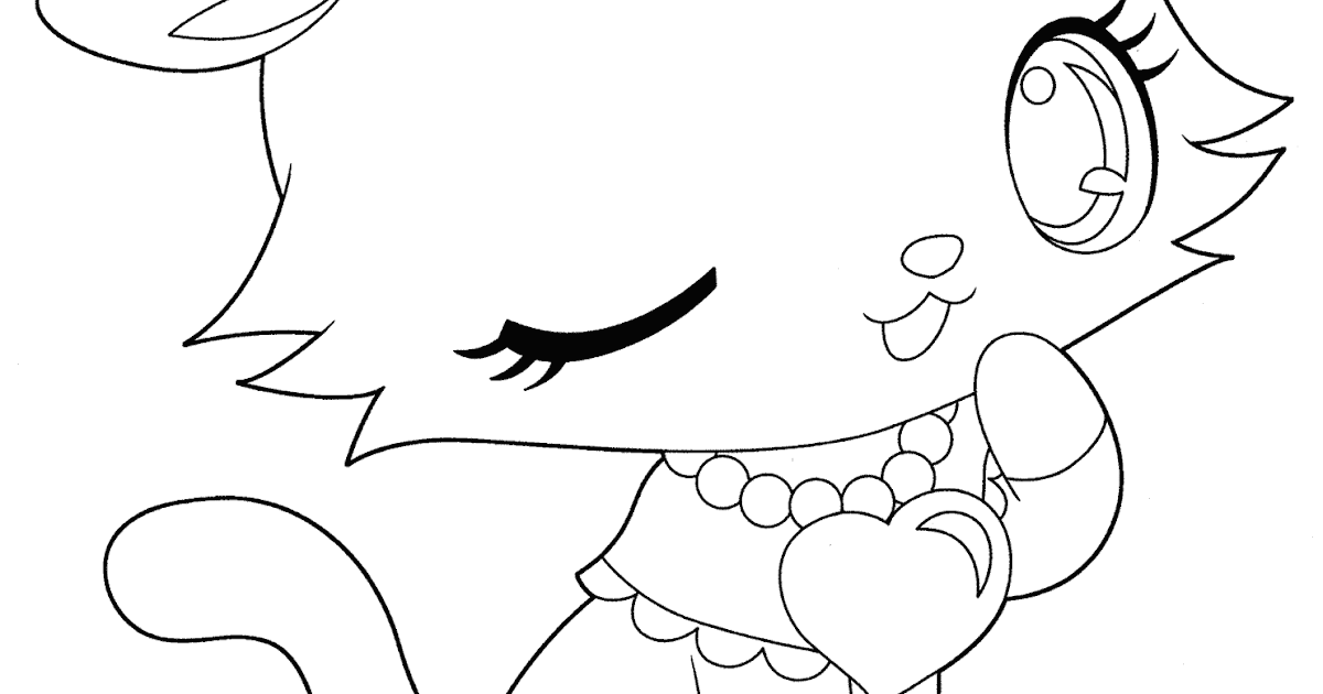 Jewelpet Funny Kitty For Kids Printable Free Coloring Pages
