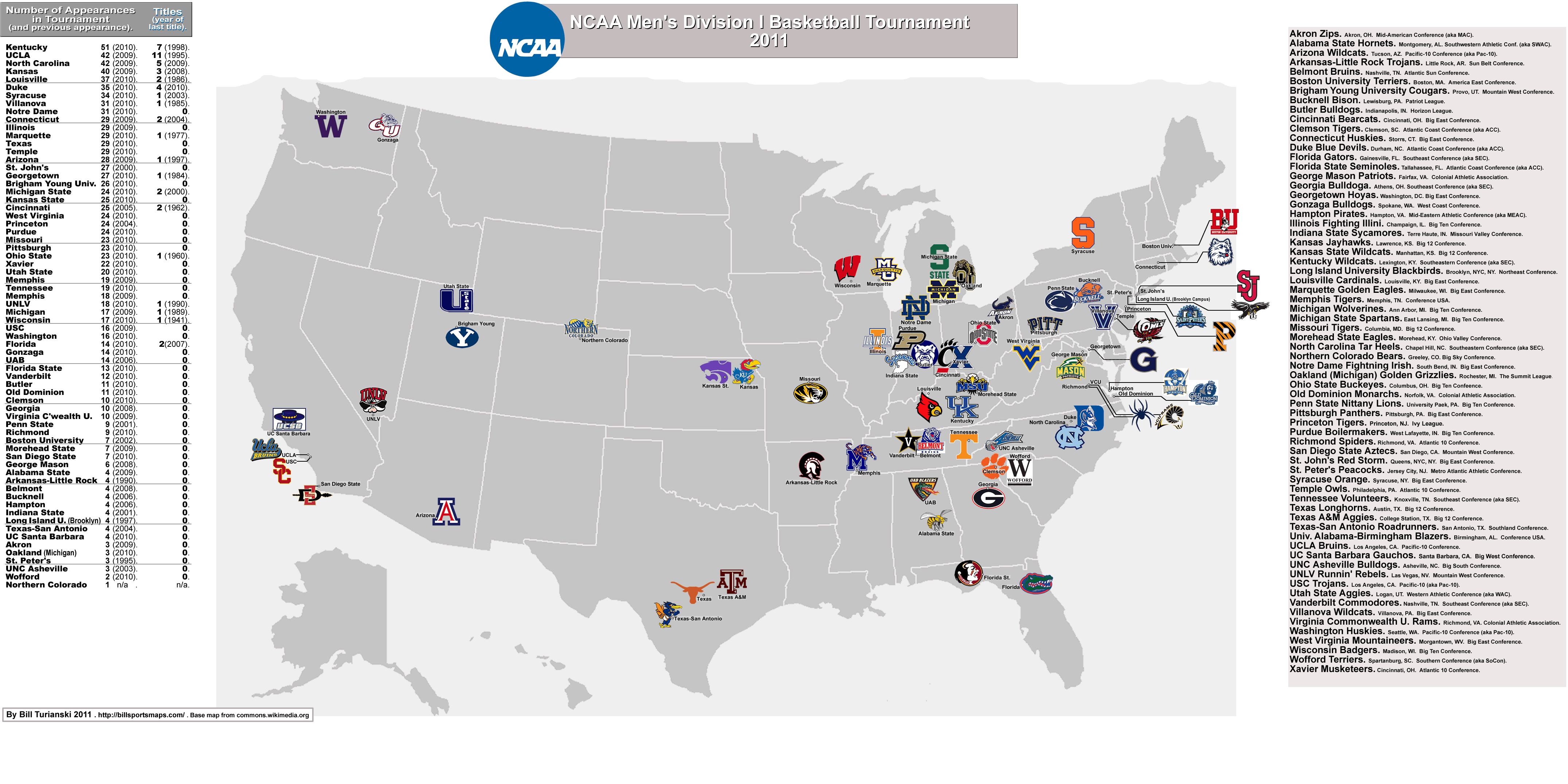 Ncaa Basketball Teams Map