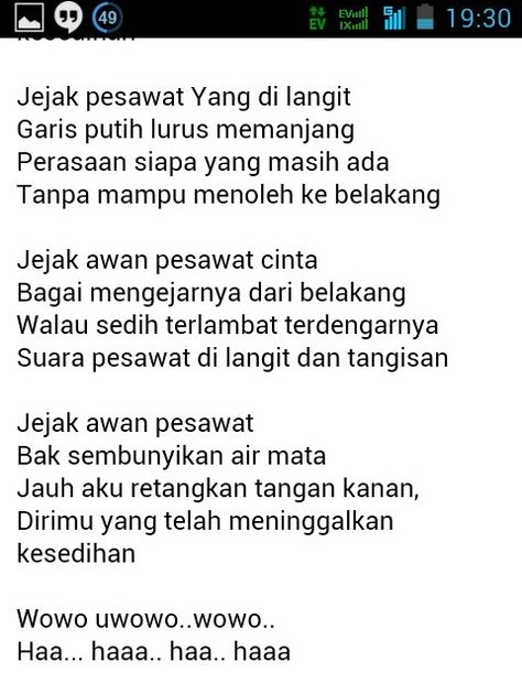 Tulisan Lagu Bagaikan Langit Di Sore Hari - Nuring