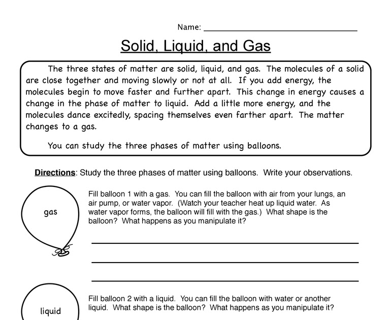 Physical And Chemical Changes And Properties Of Matter Worksheet
