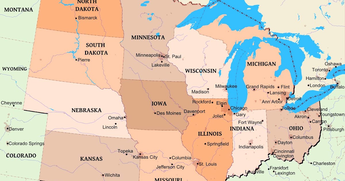 Us Map Midwest - Blank Map Of Midwest States | Printable Map / Map of