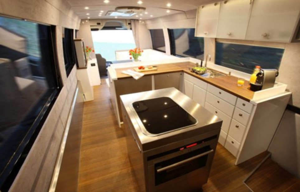 Plush: Those wanting a more traditional look to their bus can order wooden floors and wooden work tops in the kitchen area
