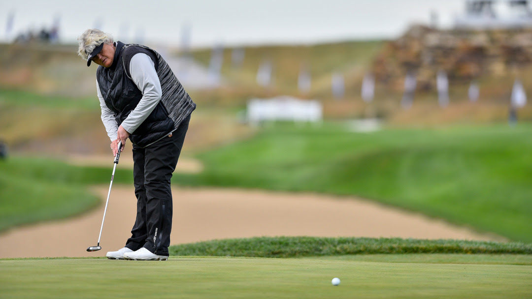 Laura Davies putting at the French Lick course