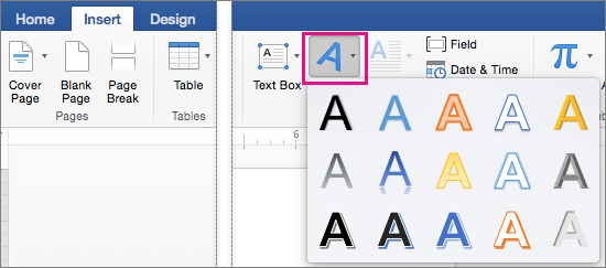 Microsoft Office Tutorials: Insert WordArt in Word 2016 for Mac