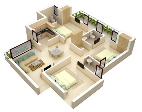 3 Bedroom Small House Plans With, Simple 3 Bedroom House Plans