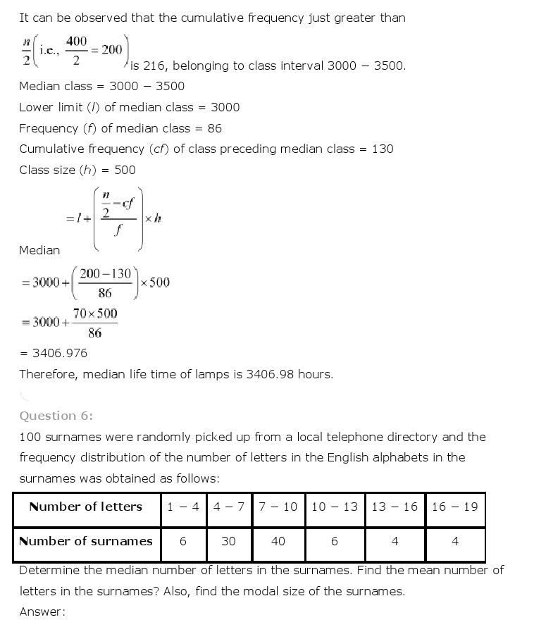 NCERT Solutions for Class 10th Maths Chapter 14 - Statistics