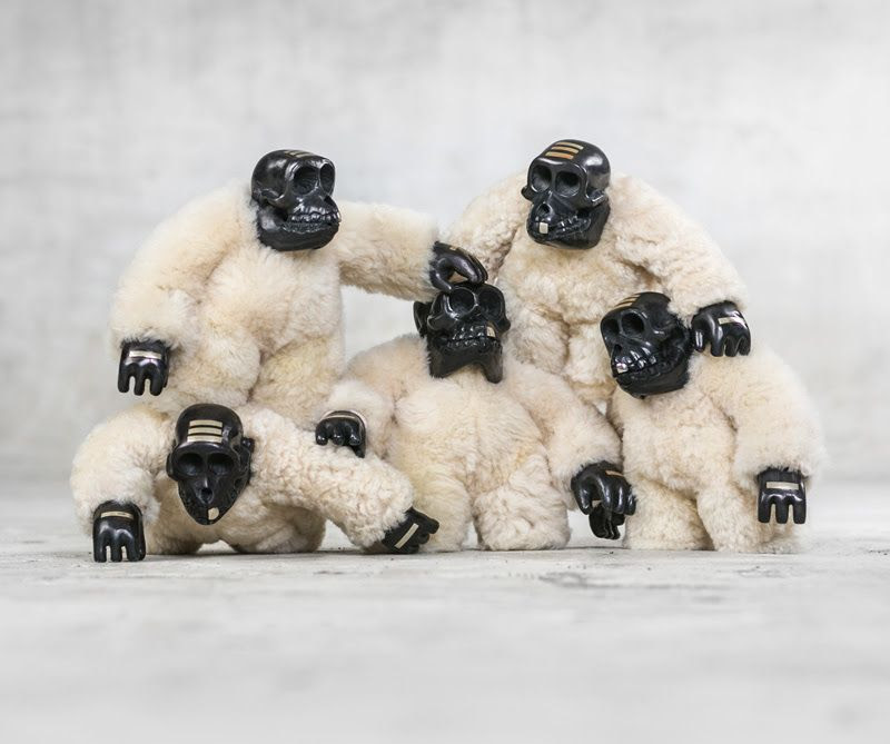 SpankyStokes, Wood, Blamo Toys, Limited Edition, Artist, Mixed Media, Skull, Bruno BLACK AND CREAM edition from Blamo Toys SpankyStokes, Wood, Blamo Toys, Limited Edition, Artist, Mixed Media, Skull, Bruno BLACK AND CREAM edition from Blamo Toys