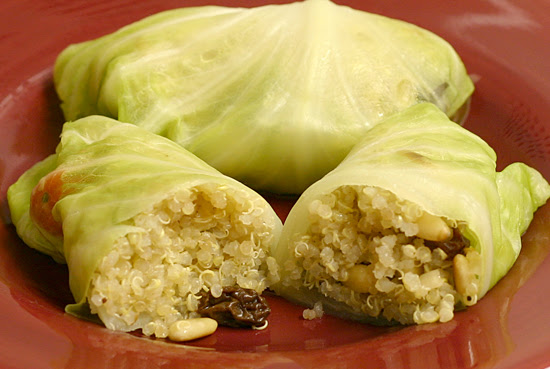 cabbage stuffed with quinoa pilaf