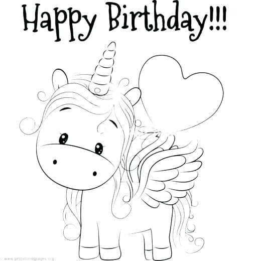 Printable Happy Birthday Unicorn Coloring Pages - gosiaczek-arbuzik