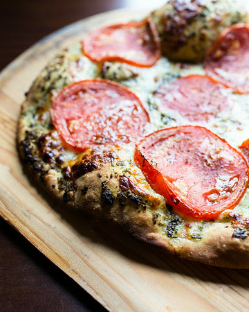 Fresh Mozzarella, Heirloom Tomatoes, and Basil Pizza | Sidewalk Shoes