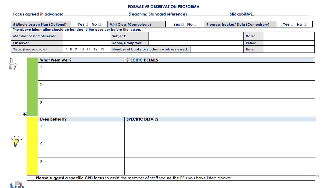 Lesson Plan Template For Teacher Observation / Outstanding teaching