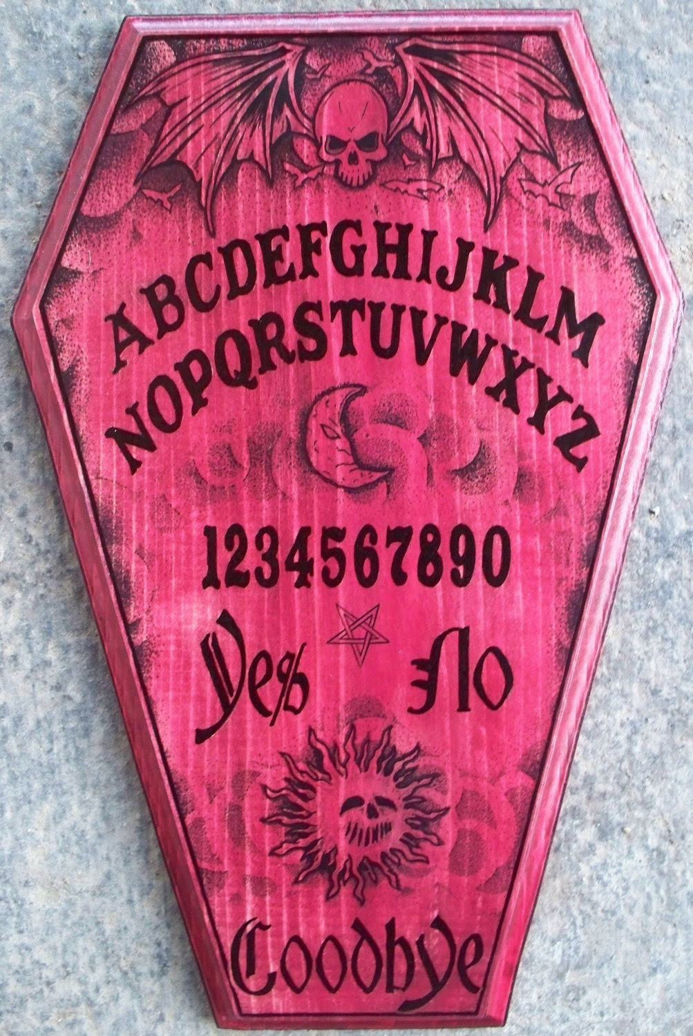 Coffin Ouija Wooden Plaque