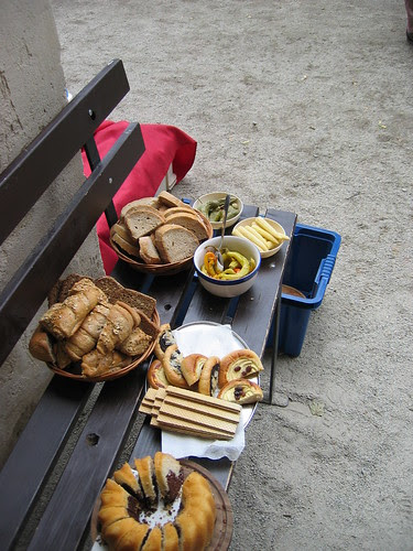 Our picnic dessert in the Hrad Rostejn courtyard