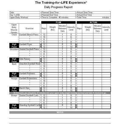 Body For Life Sample Workout - WorkoutWalls