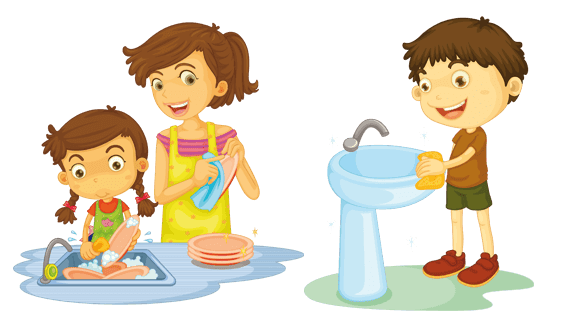 Imagenes De Niños Ayudando En Casa Para Colorear - Hábitos de Niños