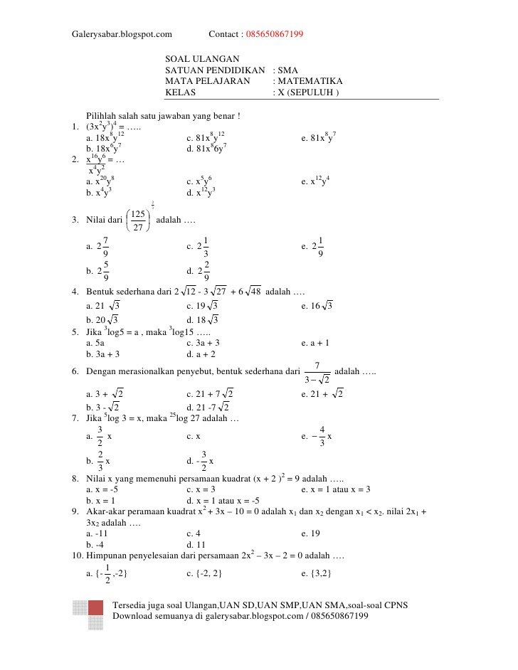 Soal Dan Jawaban Matematika Kelas Xi Ips Semester 2 - Erma Books