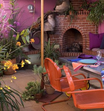 that pink kitchen - outdoor kitchen eclectic kitchen