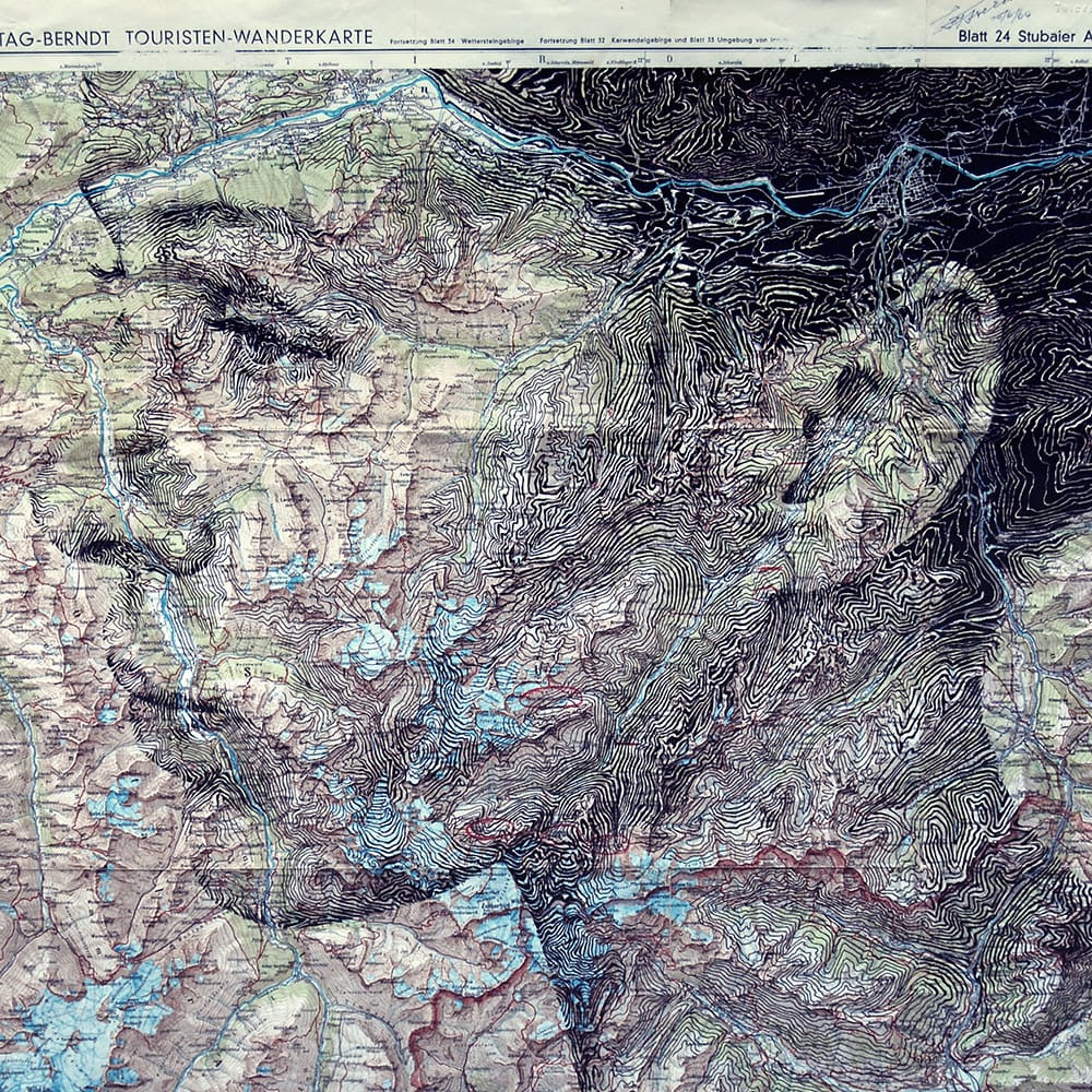 Elaborate New Portraits Drawn on Vintage Maps by Ed Fairburn Elaborate New Portraits Drawn on Vintage Maps by Ed Fairburn portraits maps drawing