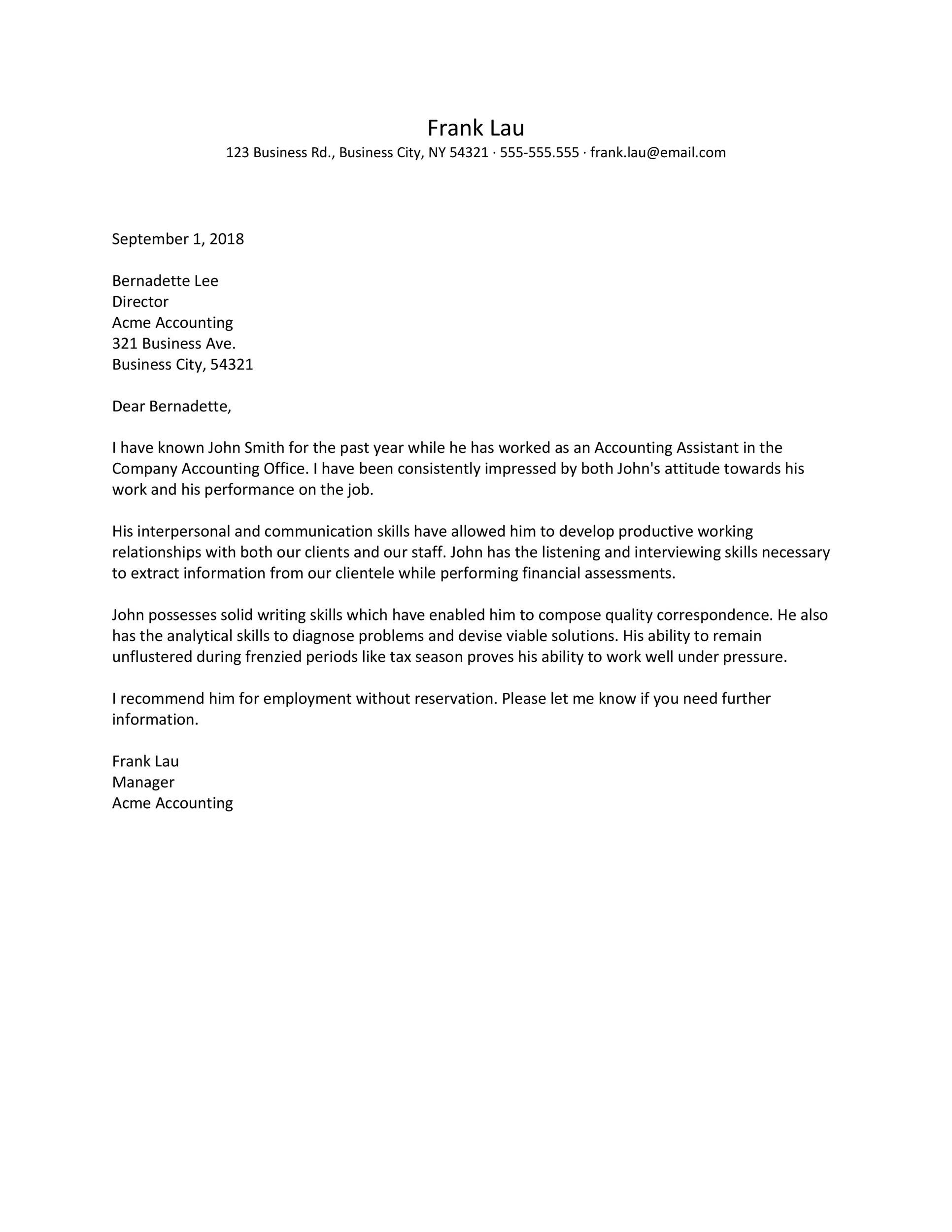 Recommendation Letter Template For Employee | Flyer Template