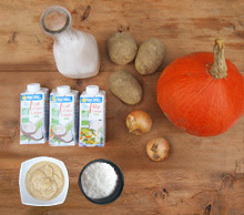 entrée soupe au potiron et lait de coco vegan vegetalien