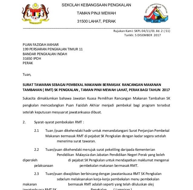 Surat Rasmi Tawaran Kerja Kontrak Pewarna O