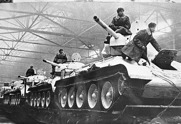 The main Soviet tank during the Battle of Kursk was the T-34 (pictured), which was first produced in 1940. It had a 76.2mm gun and could travel at 33mph