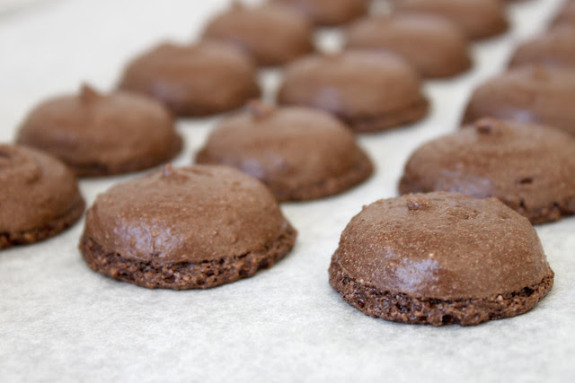 Schoko-Macarons gebacken