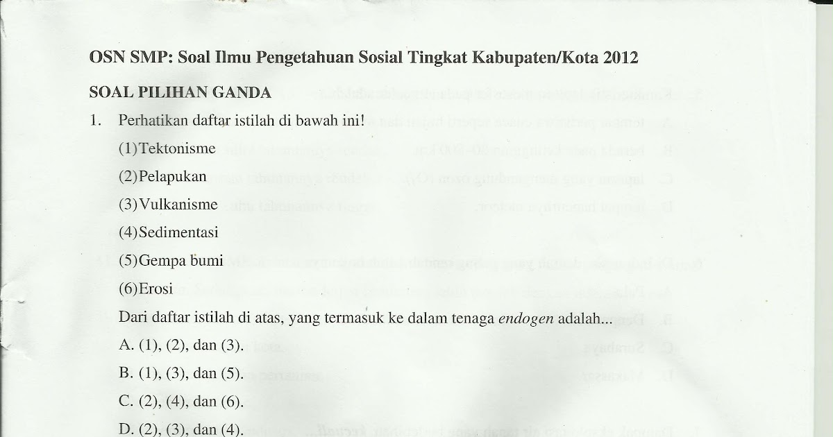 Soal Osn Ips Smp 2018 Dan Pembahasannya Pdf