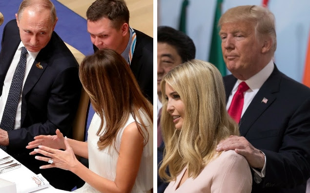 Melania hosts Putin at dinner, while Donald gives daughter Ivanka a tender pat on the shoulder at the G20 leaders meetings
