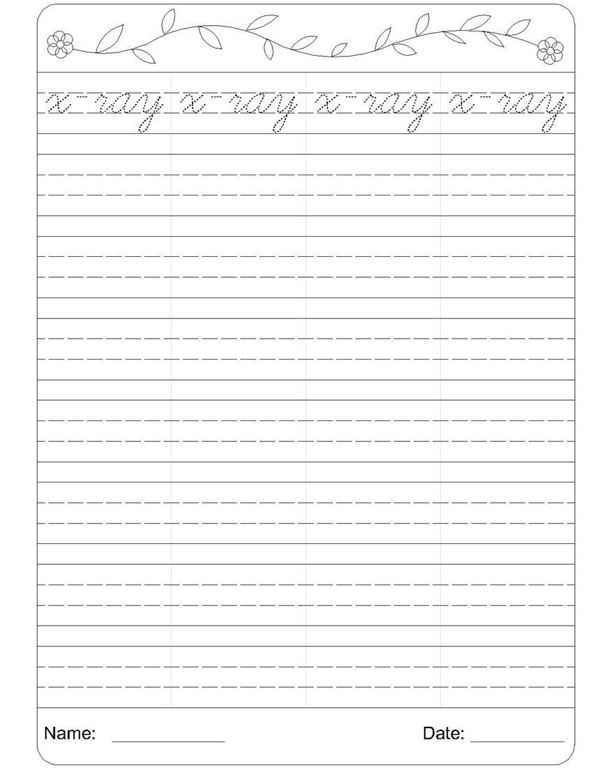 Cursive Writing Blank Practice Sheets