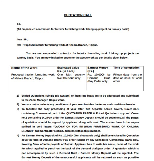 26 Free Contract Quotation Letter Docx Download Pdf