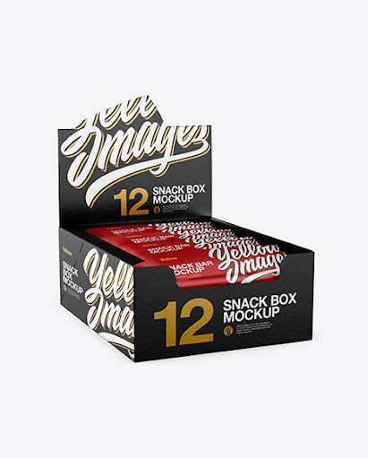Download Free 12 Matte Snack Bars Display Box Packaging Mockups PSD Mockups.