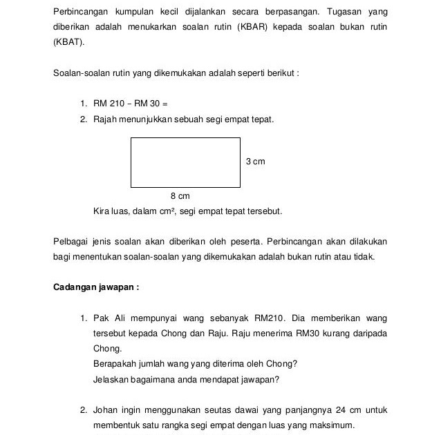 Contoh Soalan Bukan Rutin Matematik - Soalan ba