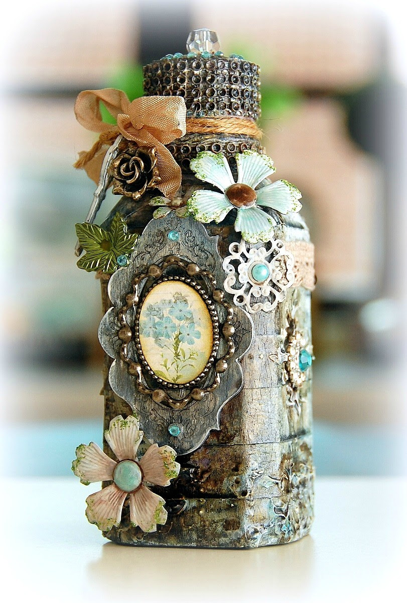 Altered Bottle by Irene Tan using BoBunny Products