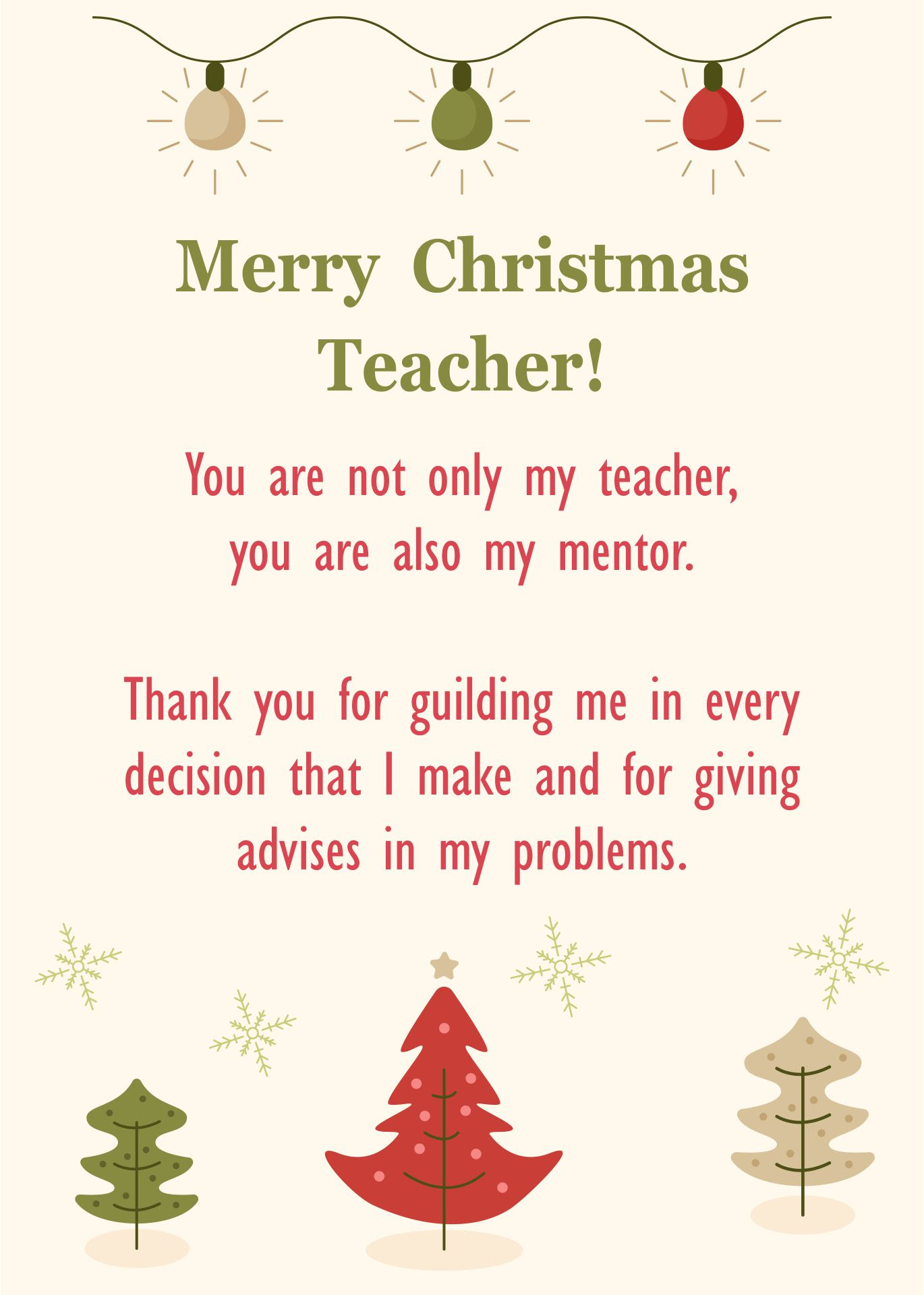 Printable Christmas Cards For Teachers