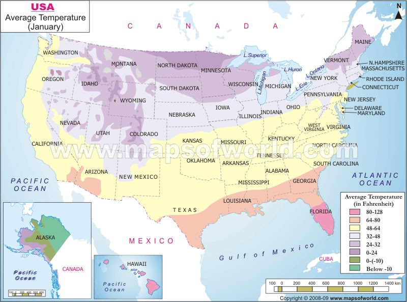 Maps: Usa Map Temperature