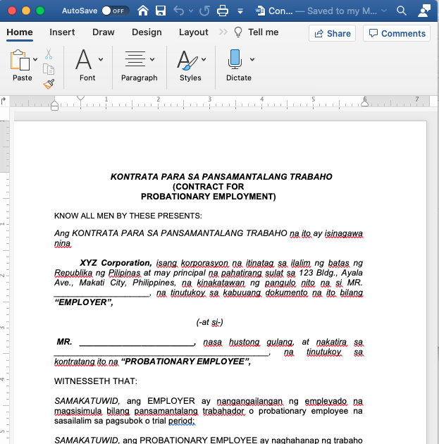 Kasunduan Format - Human Resource Forms Notices And Contracts Vol 2 Lvs