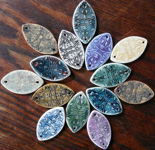 Fancy Footballs - Porcelain jewelry components