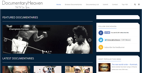 DocumentaryHeaven.com is, well, a documentary heaven.