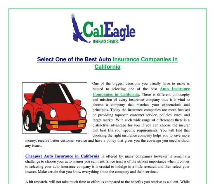 Best Auto Insurance In California 2019 Insurance Reference
