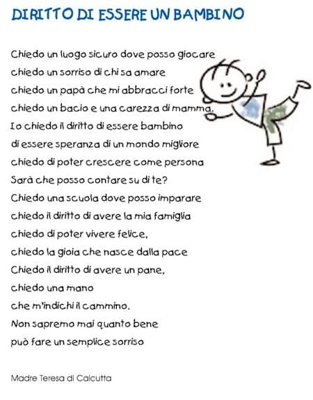 Il Diritto Di Essere Bambino Poesia Madre Teresa Poesie Poesie