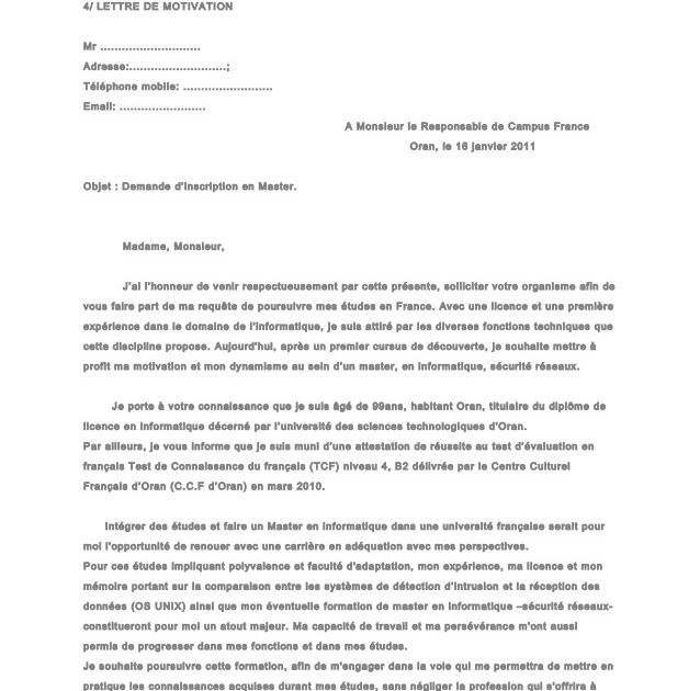 Lettre De Motivation Stage Licence 3 Psychologie  Inscription Lettre