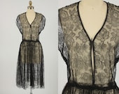 1940s dress/ 40s lace dress/ chantilly lace - shopKLAD