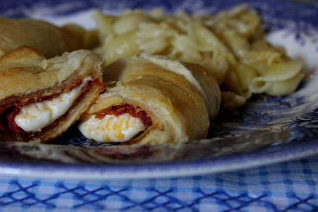 Pepperoni and Mozzarella Garlic Crescent Rolls