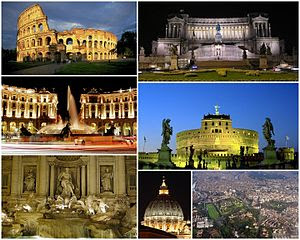 Italiano: Collage di vari immagini di Roma.
